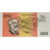 AUSTRALIA 1993 . TWENTY 20 DOLLAR BANKNOTE . FRASER/COLE . SPECIAL GOLD SERIALS